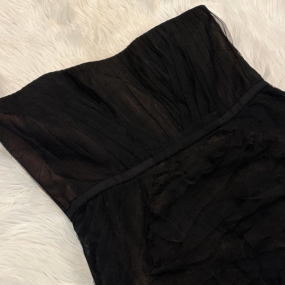 Marchesa Notte Strapless Textured Tulle Gown Corset Formal Black Tie Dress Black - Picture 9 of 16